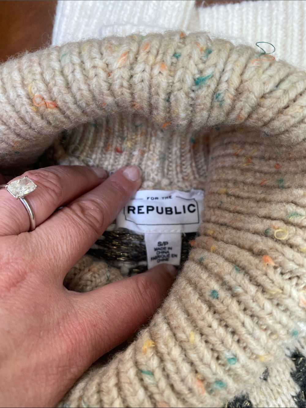Fair Isle Turtleneck Sweater In Neutral Tones Sz S - Picture 3 of 13